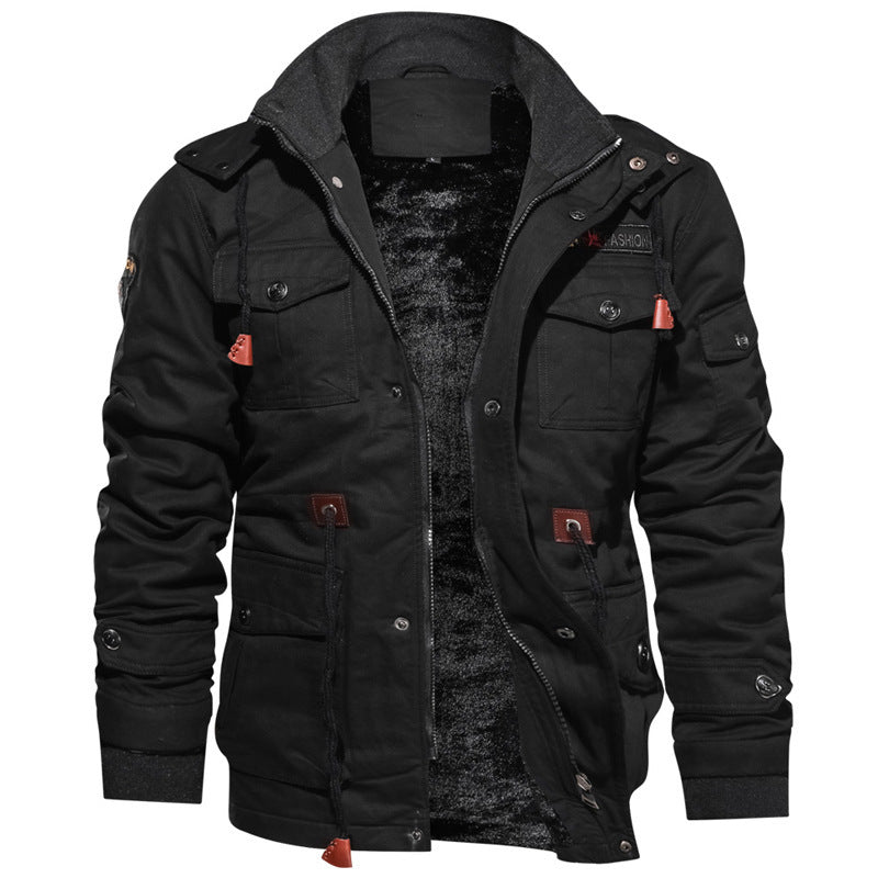 Herren urbaner Thermo-Canvasparka mit durchgehendem Plüschfutter und Utility‑Taschen Drune