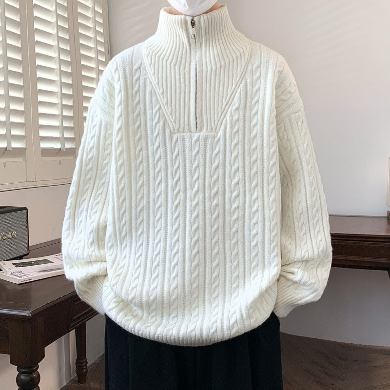 Damen Grobstrickpullover mit Stehkragen Drune