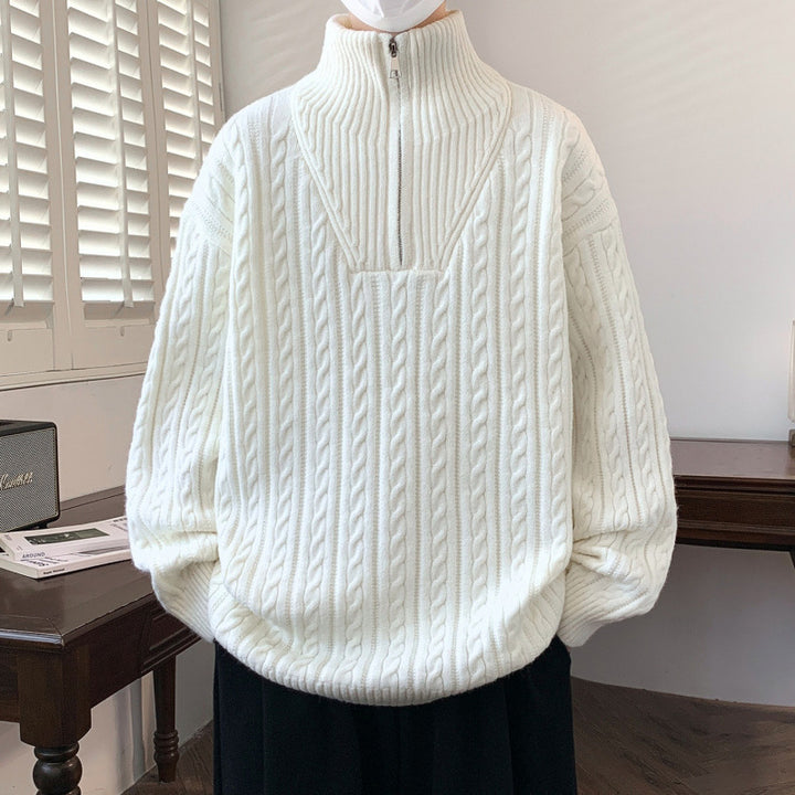 Damen Grobstrickpullover mit Stehkragen Drune