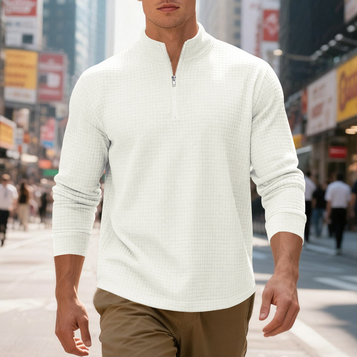 Herren sportlicher Pullover im strukturierten Design mit hallem Reißverschluss Drune