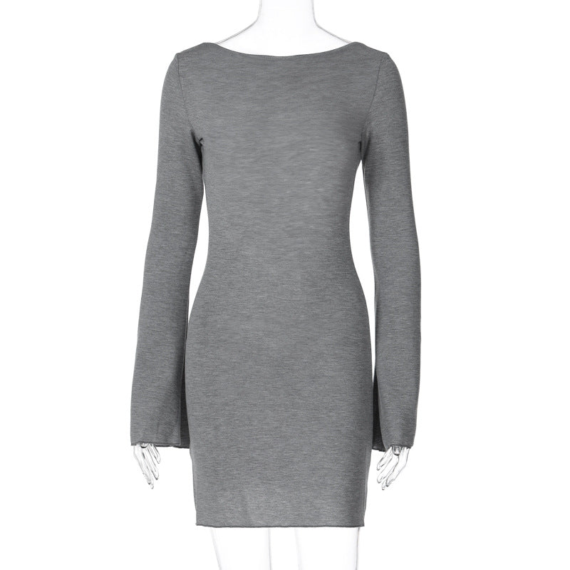 Damen langärmliges Mini-Kleid mit elegantem Schnitt Drune