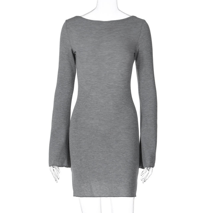 Damen langärmliges Mini-Kleid mit elegantem Schnitt Drune