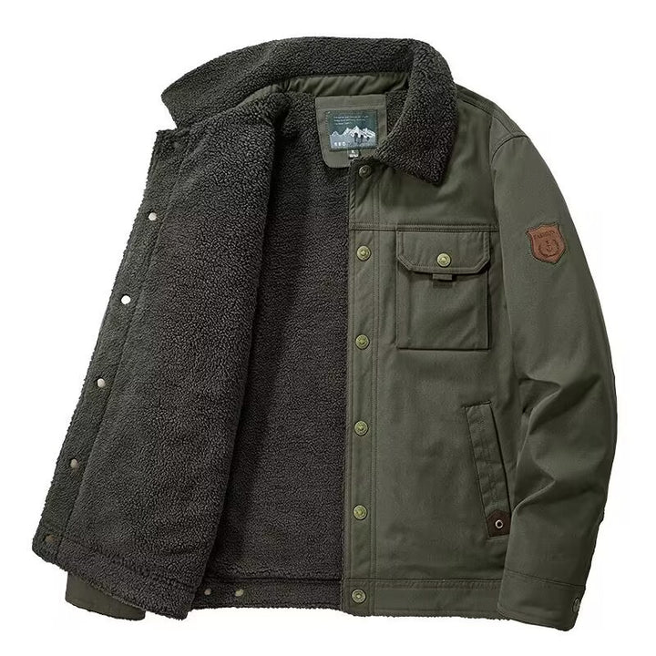Herren Gefütterte Canvas-Arbeitsjacke mit Sherpa-Innenfutter und Hemdkragen Drune