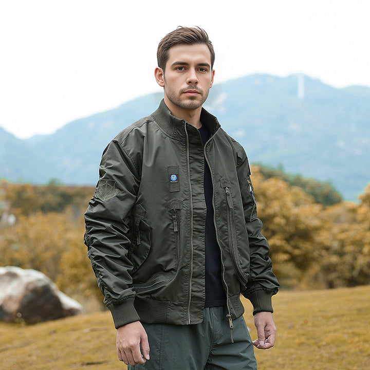 Herren  robuste Bomberjacke mit winddichtem Nylon, utility-Taschen und elastischen Bündchen Drune