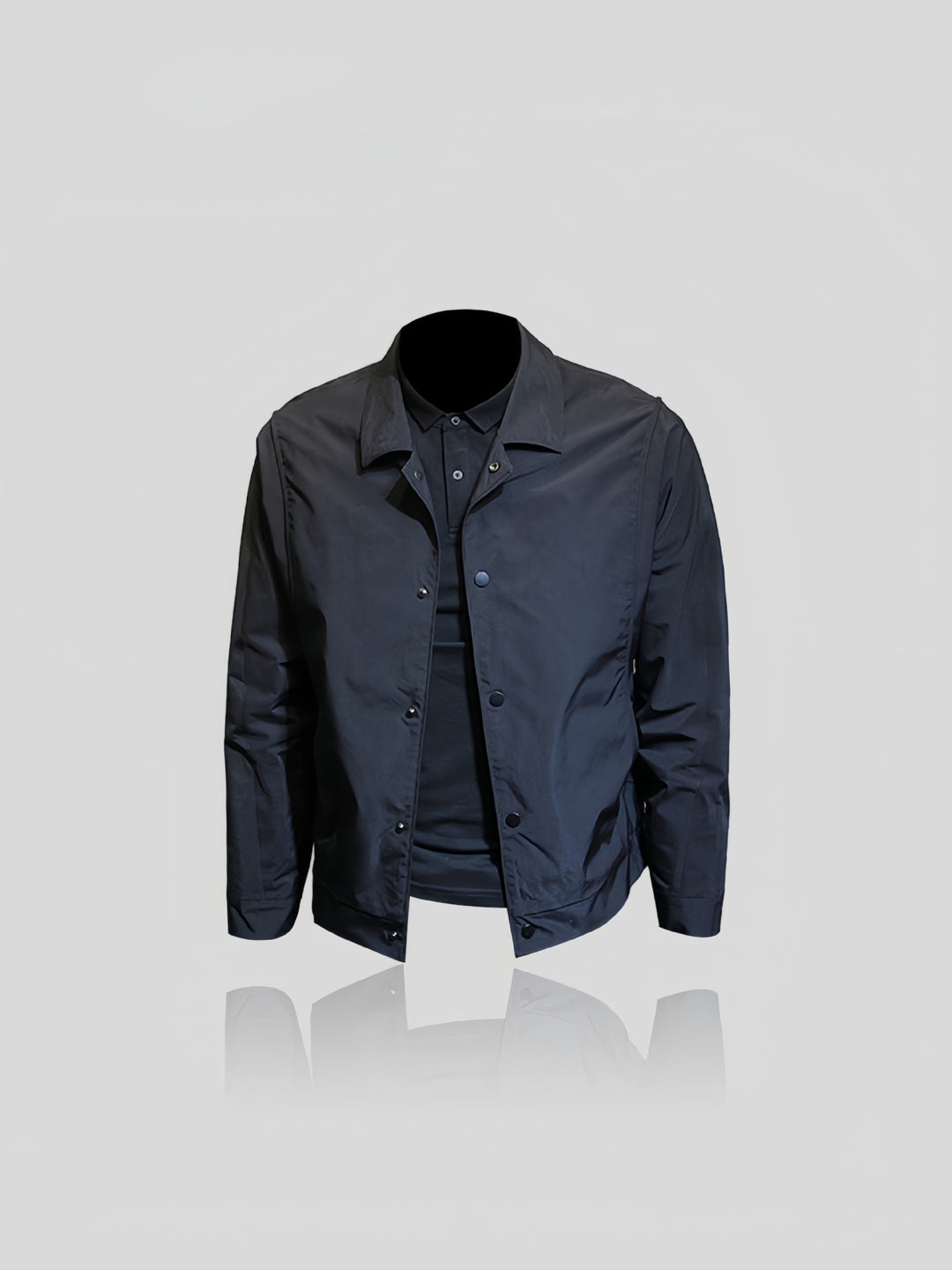 Herren Leichte Coachjacke mit Druckknopfleiste, Hemdkragen & windabweisender Mikrofaser Drune