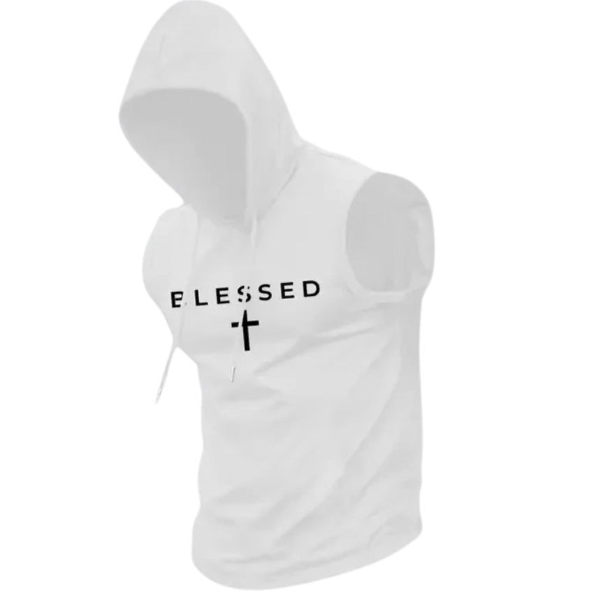 Herren nan ärmelloses Kapuzen-Sweatshirt mit Slogandruck und athletischer Passform Drune