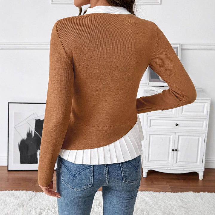 Damen Eleganter Strickblazer mit asymmetrischem Saum Drune
