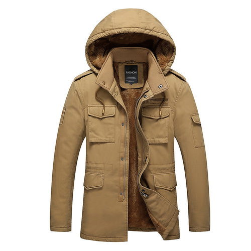 Herren Utility-Parka mit wärmender Teddyfleece-Innenlage, Kapuze und Multifunktions-Taschen Drune
