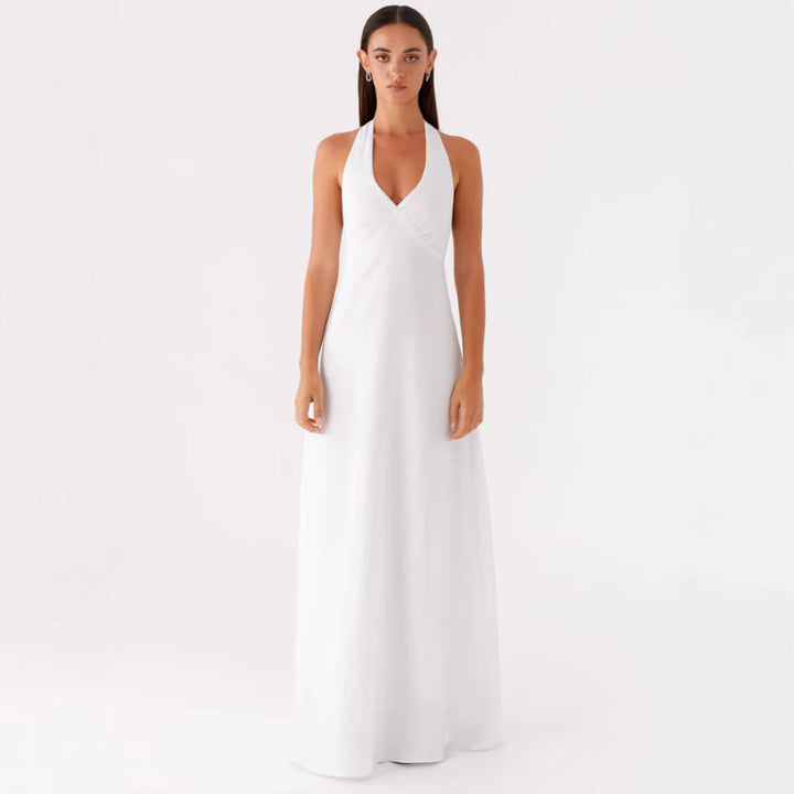 Damen Elegantes Wickelkleid mit V-Ausschnitt und schmalem, fließendem Schnitt Drune