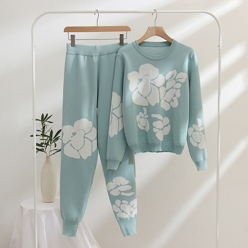 Damen Strickanzug mit floralen Designs Drune