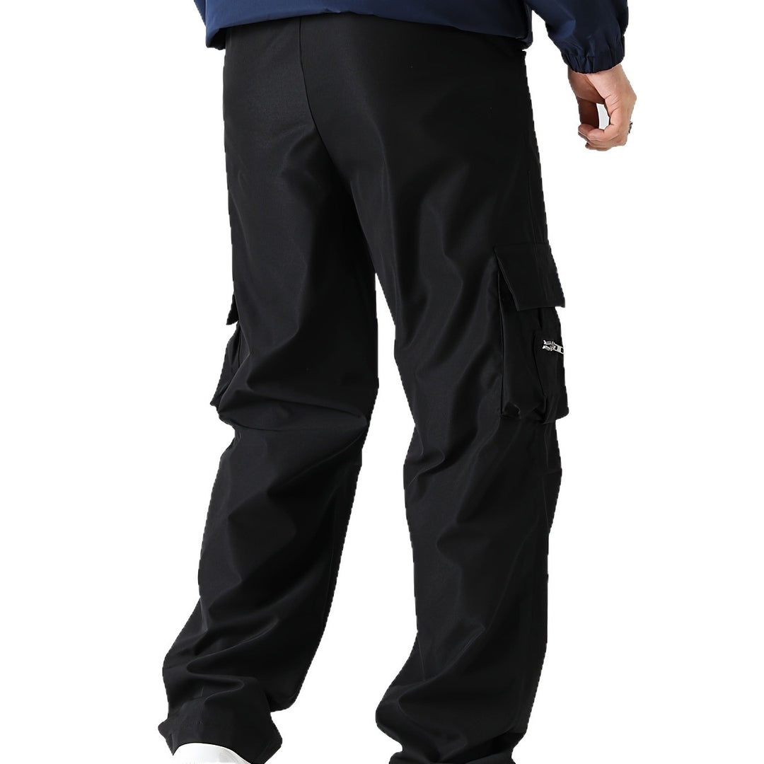 Herren utilitaristische Cargohose mit Reißverschluss‑Tasche, Klappen & Kordelbund Drune