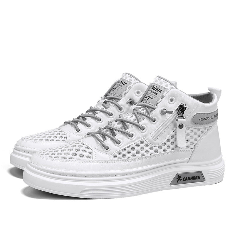 Herren High-Top Sneaker mit luftiger Mesh-Perforation, seitlichem Reißverschluss und dicker Profilsohle Drune