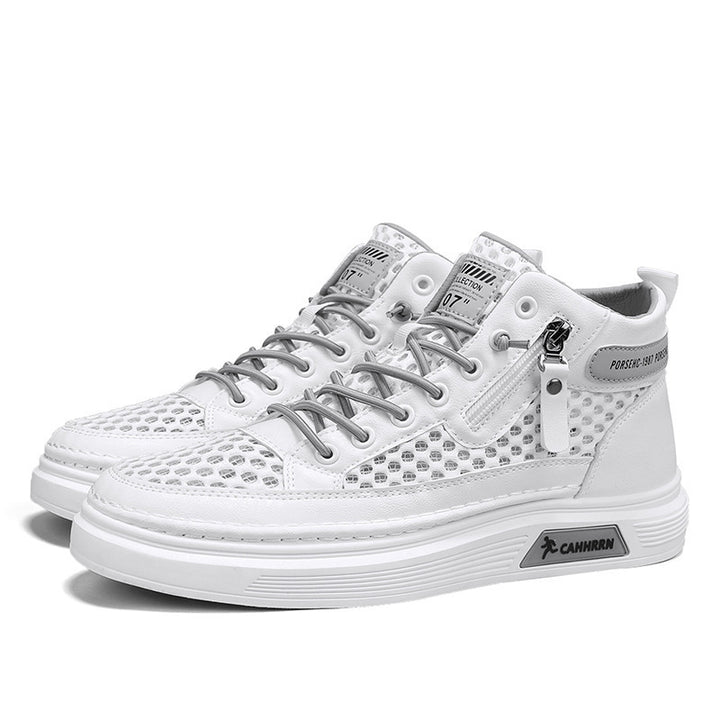 Herren High-Top Sneaker mit luftiger Mesh-Perforation, seitlichem Reißverschluss und dicker Profilsohle Drune