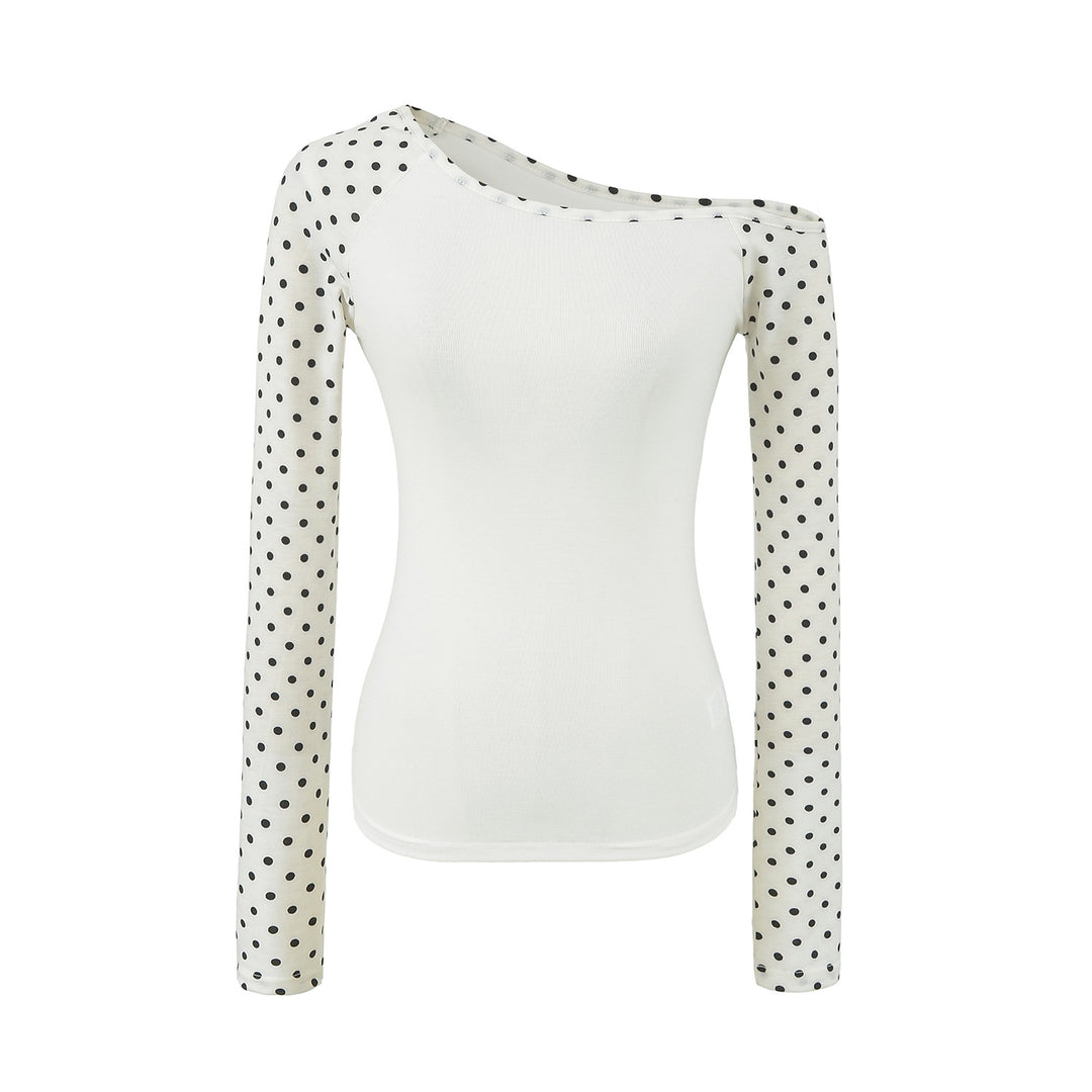 Damen Asymmetrisches Longsleeve mit Polka-Dot Raglanärmeln Drune