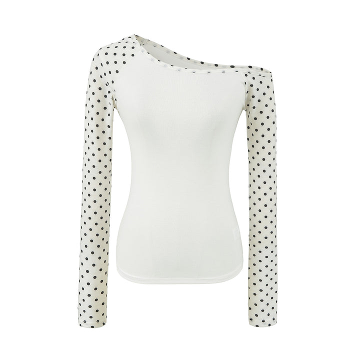 Damen Asymmetrisches Longsleeve mit Polka-Dot Raglanärmeln Drune