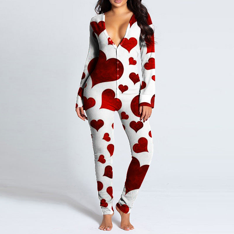Damen Onesie mit Herzmotiv und kuscheligem Stoff Drune