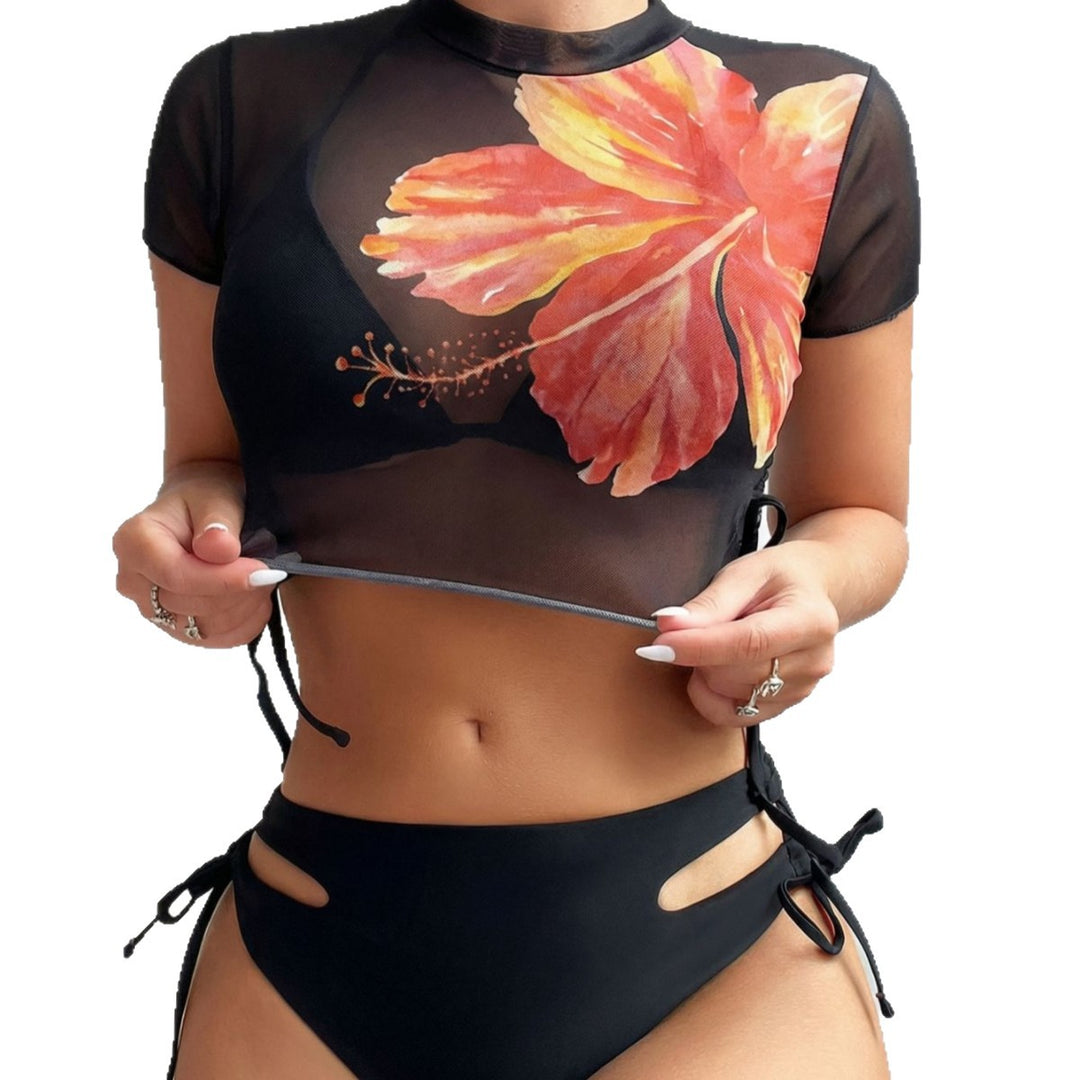 Damen Bikini-Set mit asymmetrischem Oberteil und floralem Design Drune