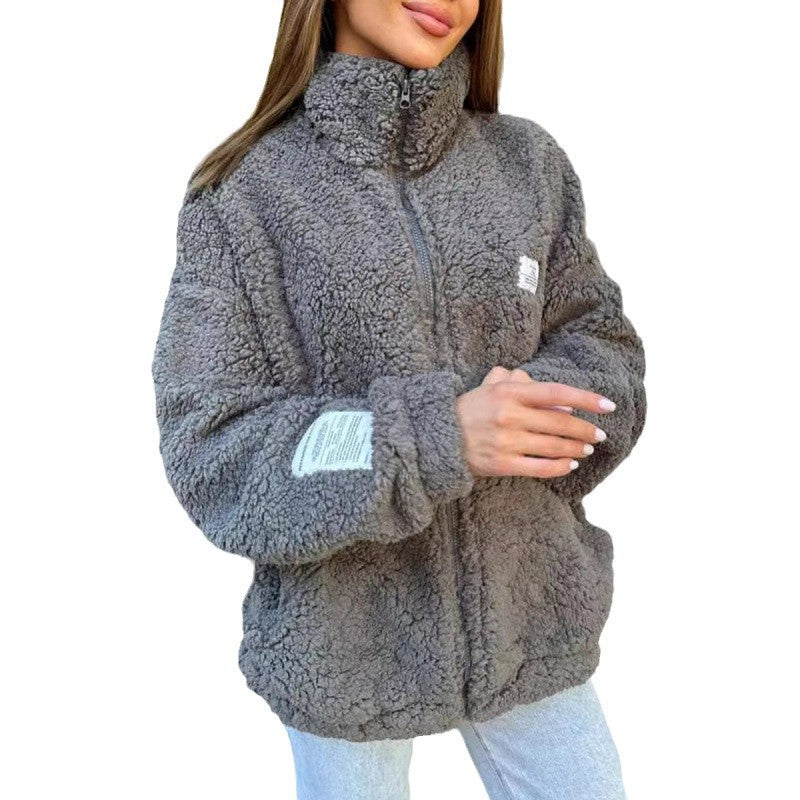 Damen Flauschige Fleecejacke mit hohem Kragen und praktischen Taschen Drune