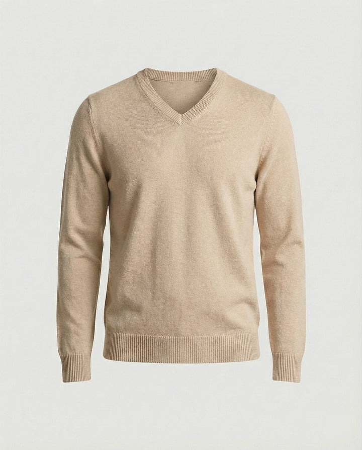 Herren V-Ausschnitt Pullover aus hochwertiger Baumwolle mit bequemer Passform Drune