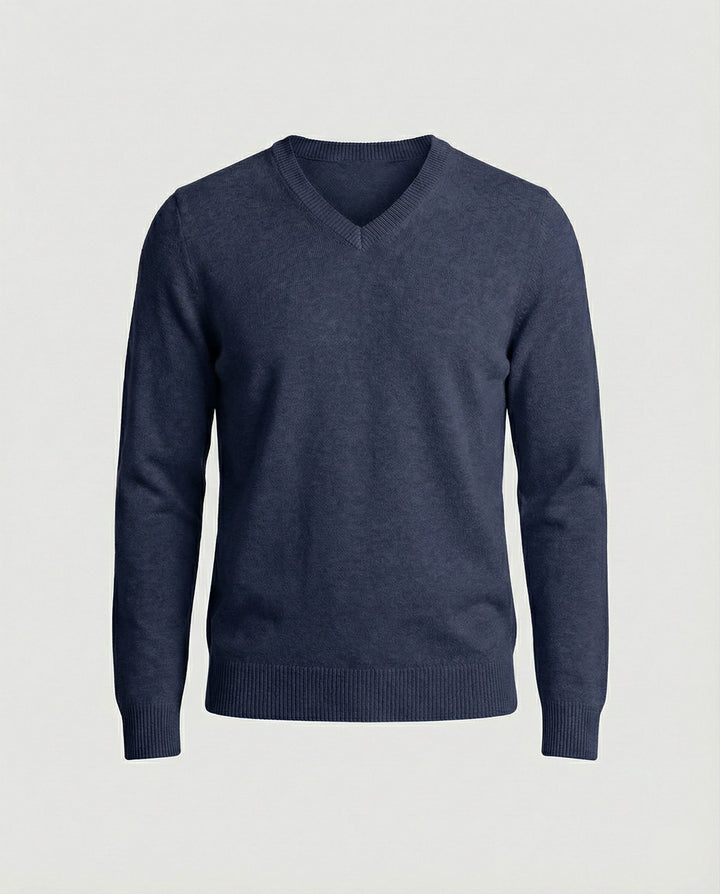 Herren V-Ausschnitt Pullover aus hochwertiger Baumwolle mit bequemer Passform Drune