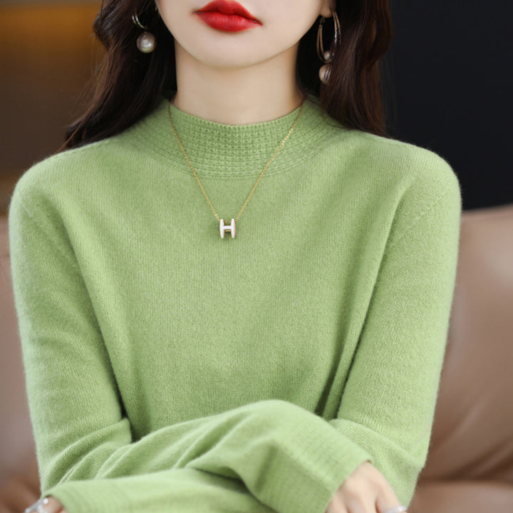 Damen Leichter Feinstrick-Mockneckpullover mit strukturierter Kragenblende Drune