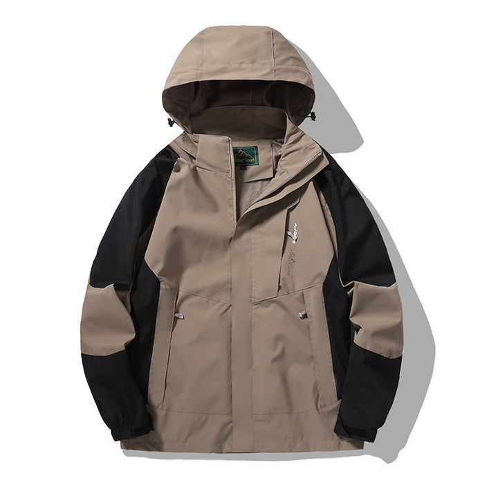 Herren wind- und wasserabweisende Outdoor-Hoodiejacke mit Belüftungsnetz, verstellbarer Kapuze und verdeckter Frontblende Drune
