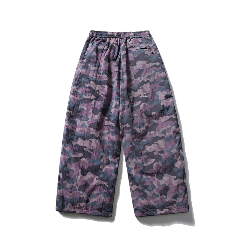 Herren Locker geschnittene Ripstop-Freizeithose mit Camouflage-Muster und elastischem Kordelbund Drune