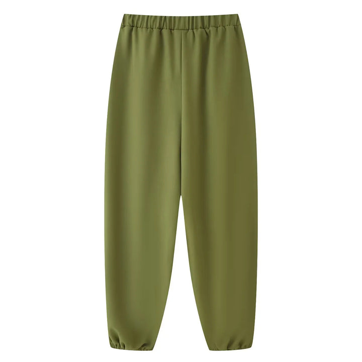 Damen nan lockere Highwaist-Jogginghose mit elastischem Bund und gerafften Knöchelabschlüssen Drune