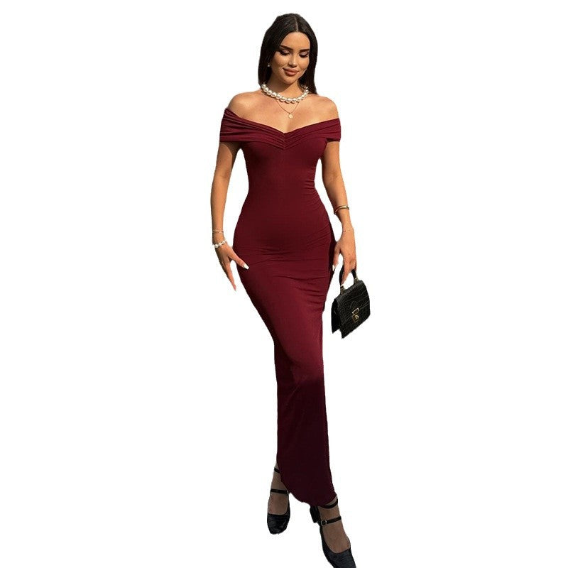 Damen Elegantes schulterfreies Maxikleid mit figurbetonender Silhouette Drune