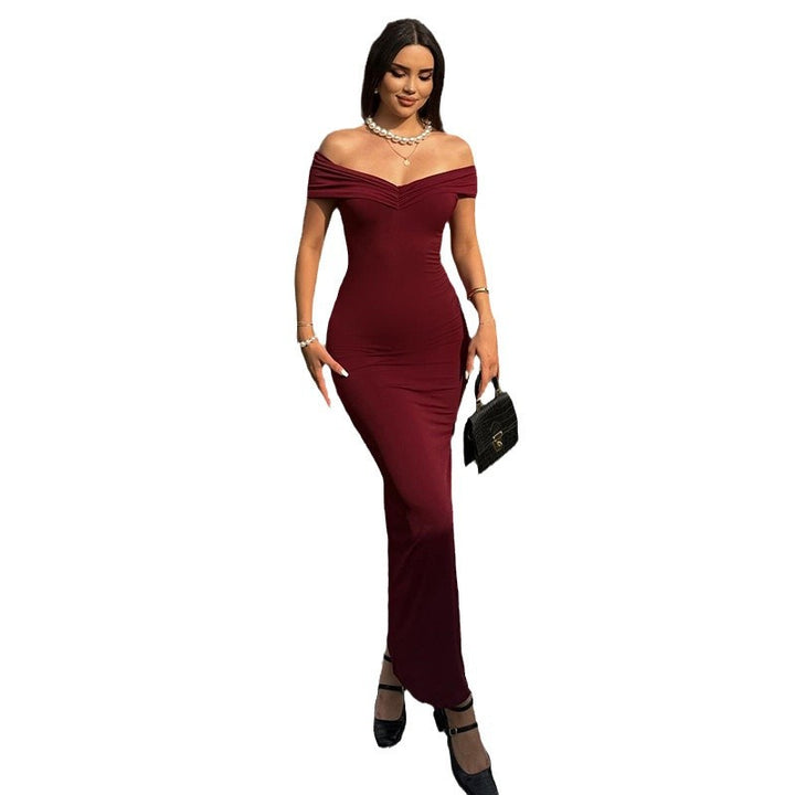 Damen Elegantes schulterfreies Maxikleid mit figurbetonender Silhouette Drune