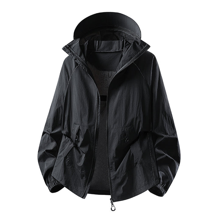 Damen Leichte winddichte Kapuzen‑Übergangsjacke mit verstellbarer Kapuze, Zwei‑Wege‑Reißverschluss & praktischen Klappentaschen Drune