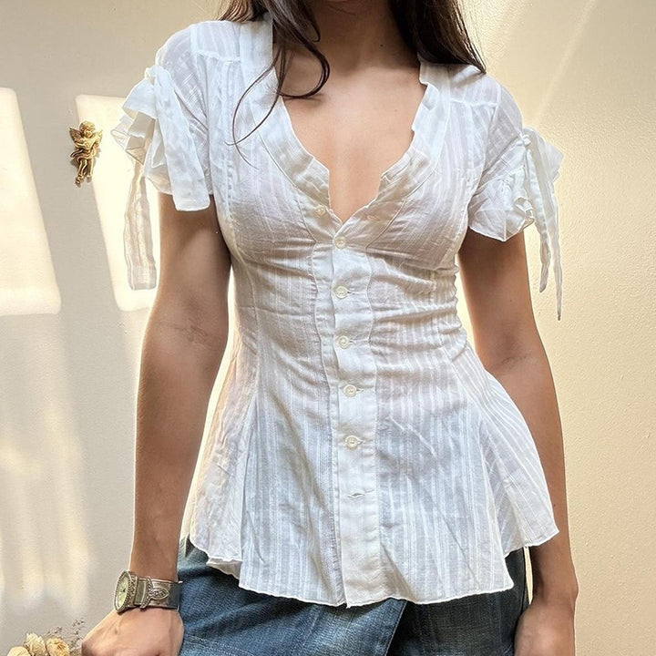 Damen Blusenshirt mit modischem Schnitt und Rüschendetails Drune