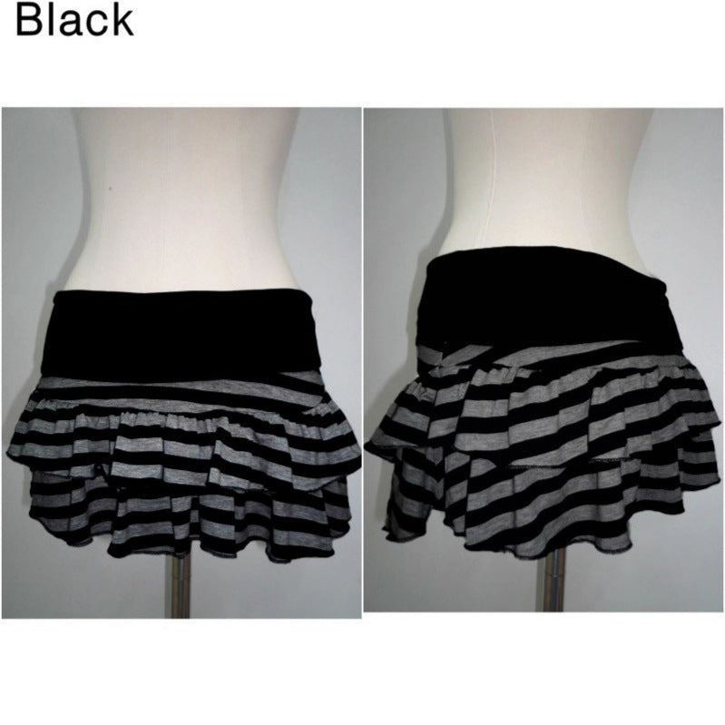 Damen Rüschenshorts mit gestreiftem Design und elastischem Bund Drune