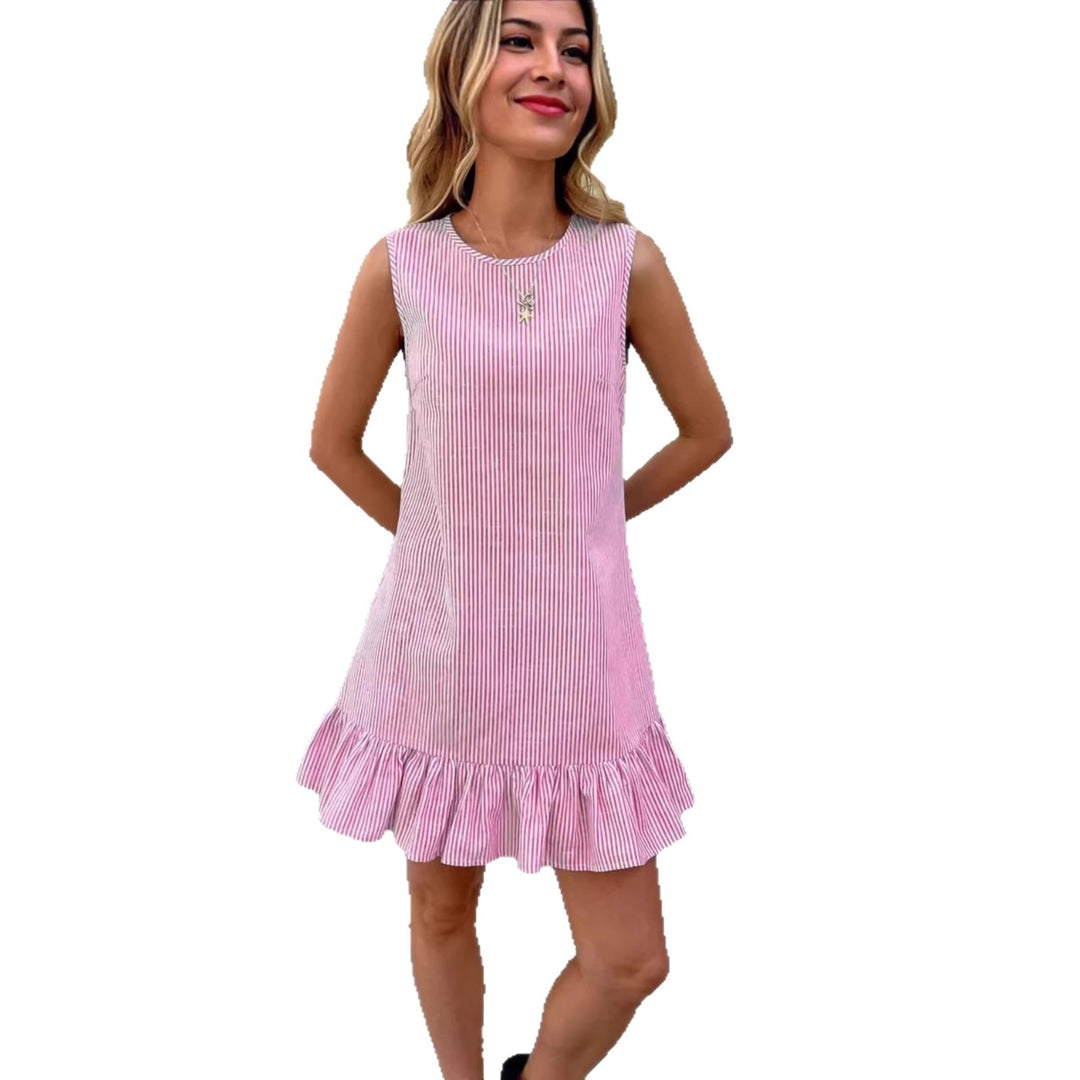 Damen Sommerliches Streifen-Kleid mit Rüschensaum Drune