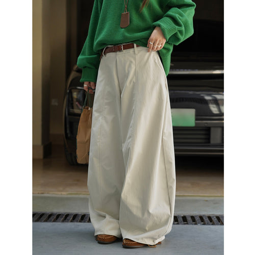 Damen Ultraweite hochtaillierte Culotte-Hose mit tiefem Schritt und cleanem Bund Drune