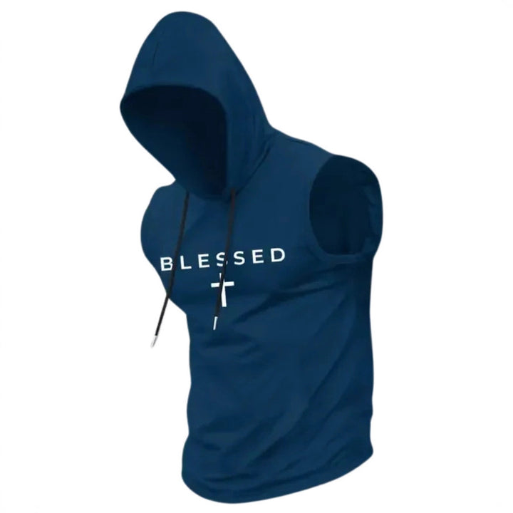 Herren nan ärmelloses Kapuzen-Sweatshirt mit Slogandruck und athletischer Passform Drune