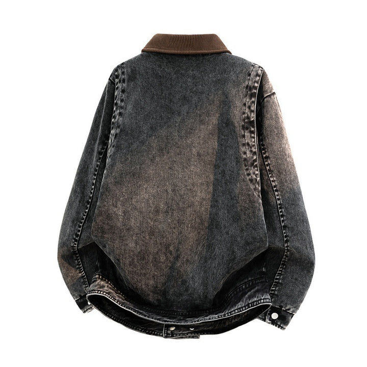 Herren Lässige Denimjacke mit Cordkragen Drune