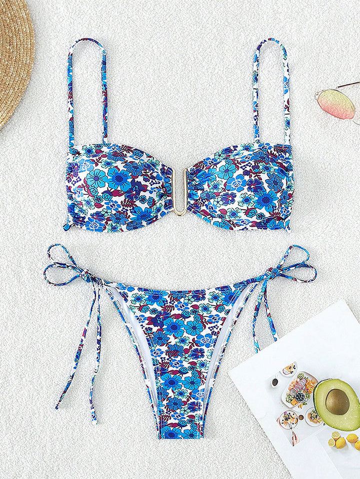 Damen Floral Push-Up-Bikini mit verstellbaren Trätern Drune