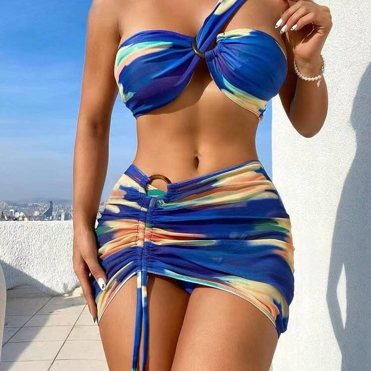 Damen Cropped Bikini-Set mit verspieltem Rüschendesign und elegantem Bindeträgersystem Drune