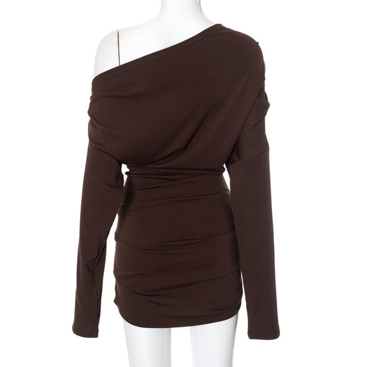 Damen Longsleeve Oberteil mit asymmetrischem Ausschnitt und raffiniertem Drapierungseffekt Drune