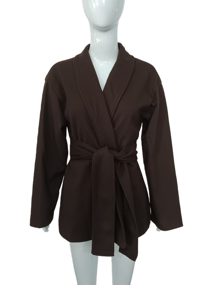 Damen Wickeljacke mit Schalkragen und Taillengürtel Drune