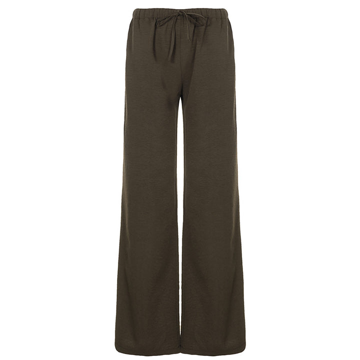 Damen Weite Lounge-Hose mit elastischem Bund und Kordelzug Drune