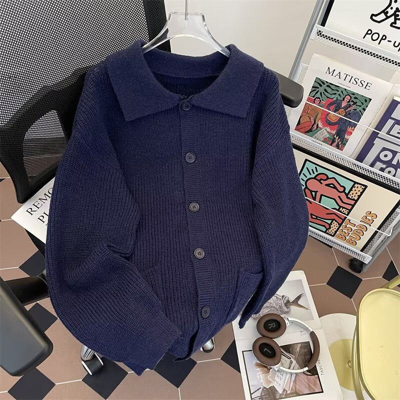 Damen Strickjacke mit übergroßem Schnitt und elegantem Kragen Drune