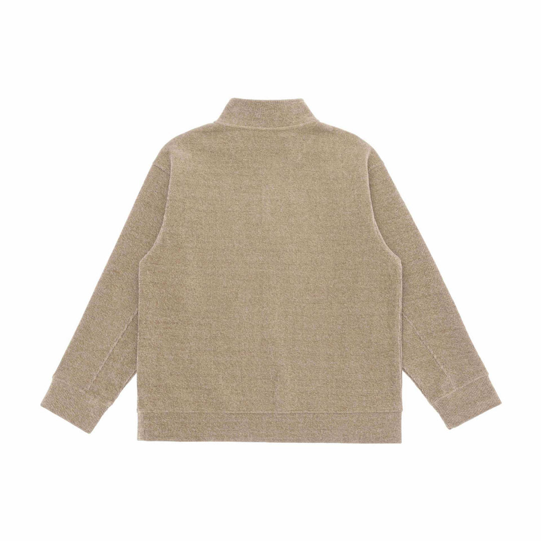 Unisex Feinstruktur-Halfzip-Pullover mit Stehkragen und karierter Knopfleiste Drune
