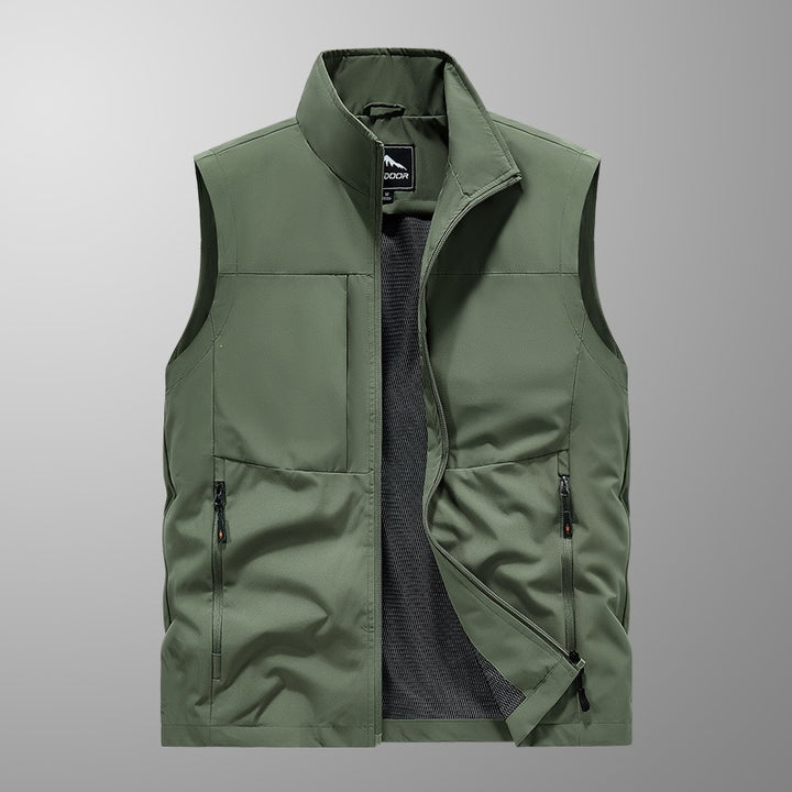 Herren Utility‑Weste mit Multi‑Taschen, Stehkragen & atmungsaktivem Mesh‑Futter Drune