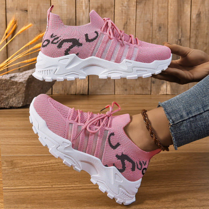 Damen Sportliche Atmungsaktive Sneakers mit elastischem Leisten und rutschfester Sohle Drune