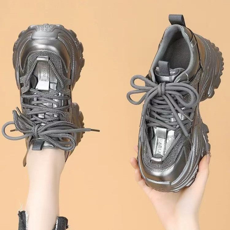Damen Sportliche Chunky Sneakers mit Glitzer-Elementen und verstärktem Profil Drune
