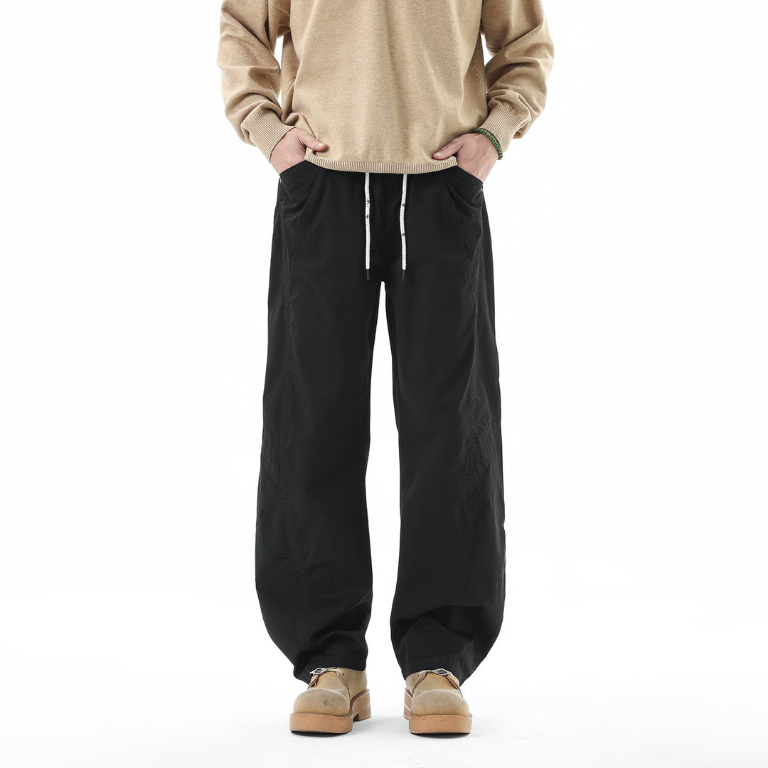 Herren Leichte Relaxed-Fit Bundhose mit Tunnelzug, schrägen Eingrifftaschen und Paneelnähten Drune