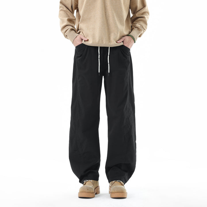 Herren Leichte Relaxed-Fit Bundhose mit Tunnelzug, schrägen Eingrifftaschen und Paneelnähten Drune
