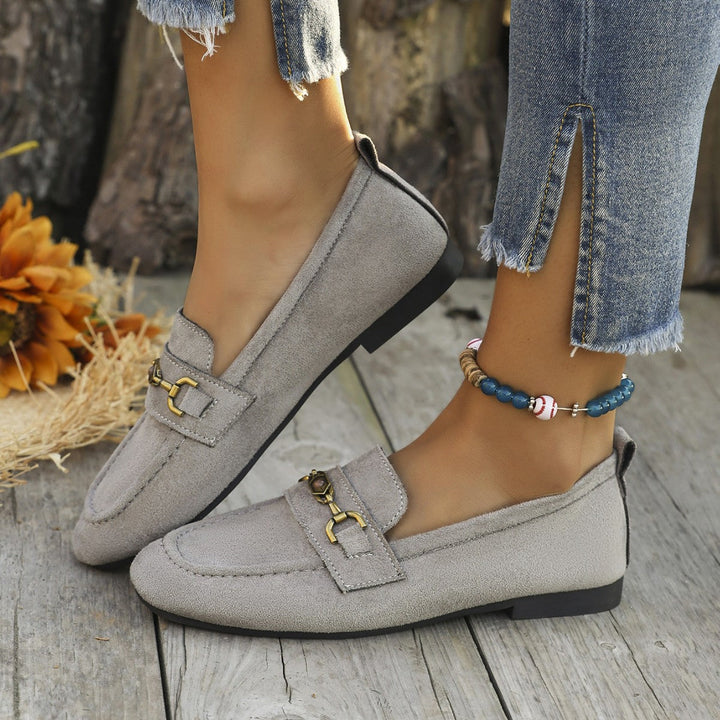 Damen Mokassins mit schicke Goldakzent und weichem Veloursleder Drune